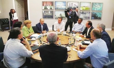 2013年6月18日，八国集团峰会工作会议。